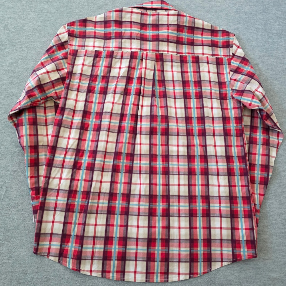 Wrangler George Strait Cowboy Cut Western Large Plaid Long Sleeve Shirt Men - Picture 6 of 9